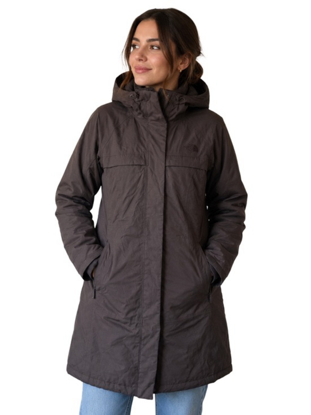 The North Face Sz L Brown Hyvent Down Fill Winter Hooded Parka Coat